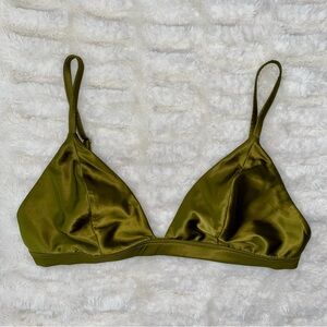 Satin Glow Bralette, Dirty Martini, MEDIUM